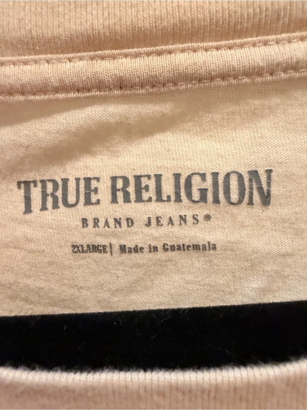 True Religion Cream Short-Sleeve Logo Crew Tee
